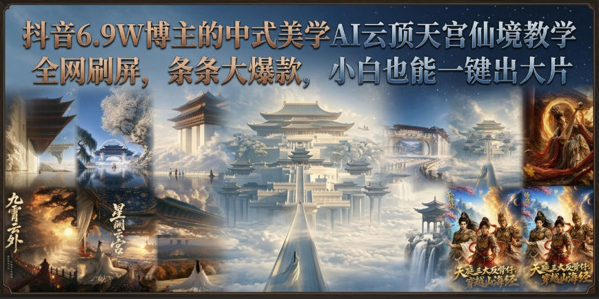 抖音6.9W博主的中式美学AI云顶天宫仙境教学，全网刷屏，条条大爆款，小白也能一键出大片亿创资源网_优质资源分享平台_一站式资源获取亿创资源网 | 优质资源分享平台_一站式资源获取