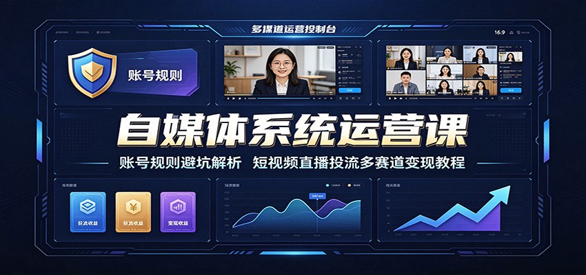 自媒体系统运营课：账号规则避坑解析，短视频直播投流多赛道变现教程亿创资源网_优质资源分享平台_一站式资源获取亿创资源网 | 优质资源分享平台_一站式资源获取