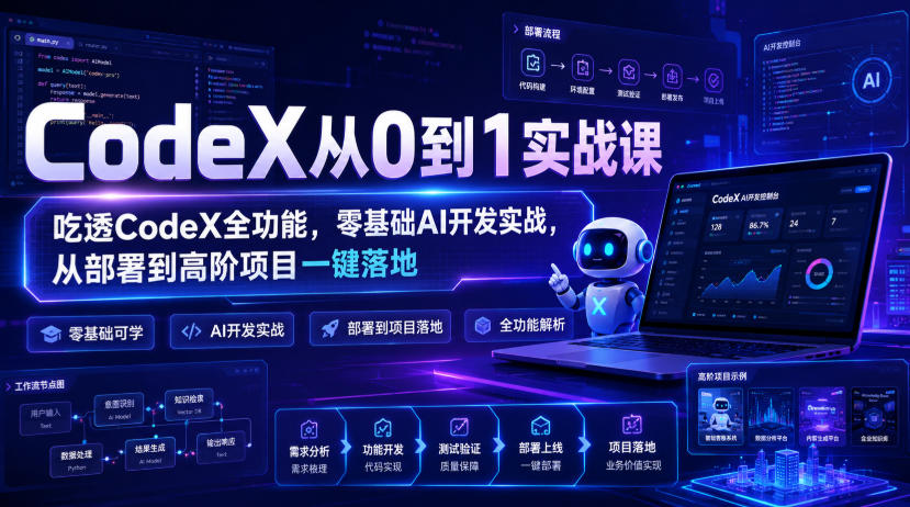 CodeX从0到1实战课，吃透CodeX全功能，零基础AI开发实战，从部署到高阶项目一键落地亿创资源网_优质资源分享平台_一站式资源获取亿创资源网 | 优质资源分享平台_一站式资源获取