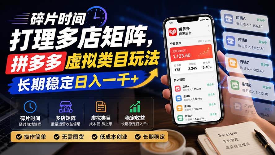 （20164期）碎片时间打理多店矩阵，拼多多虚拟类目玩法，长期稳定日入一千+亿创资源网_优质资源分享平台_一站式资源获取亿创资源网 | 优质资源分享平台_一站式资源获取