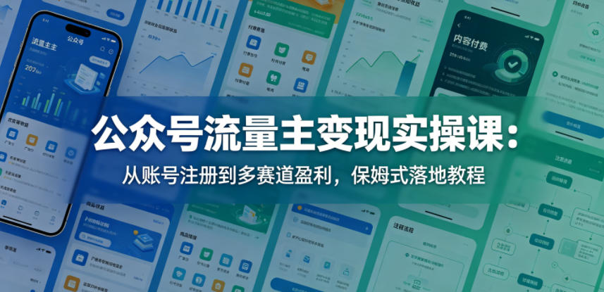 公众号流量主变现实操课：从账号注册到多赛道盈利，保姆式落地教程亿创资源网_优质资源分享平台_一站式资源获取亿创资源网 | 优质资源分享平台_一站式资源获取