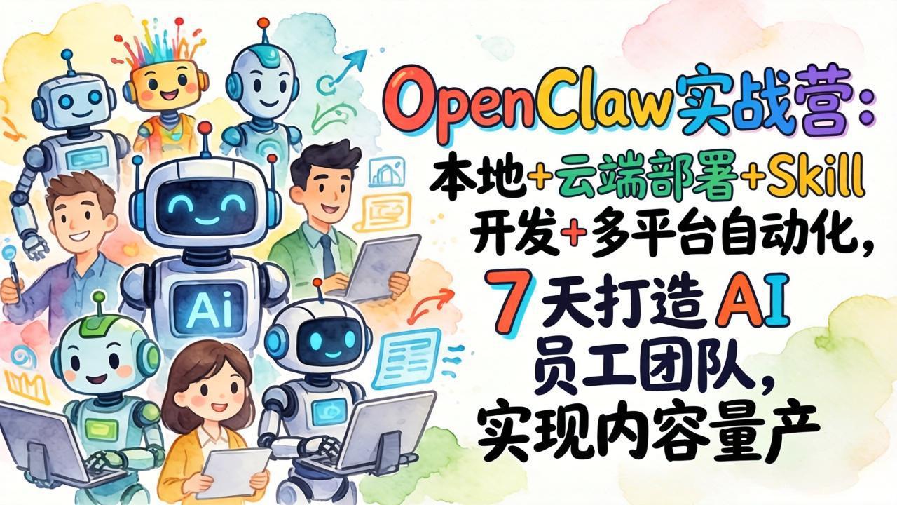 OpenClaw实战营：本地+云端部署+Skill开发+多平台自动化，7 天打造 AI 员工团队，实现内容量产亿创资源网_优质资源分享平台_一站式资源获取亿创资源网 | 优质资源分享平台_一站式资源获取