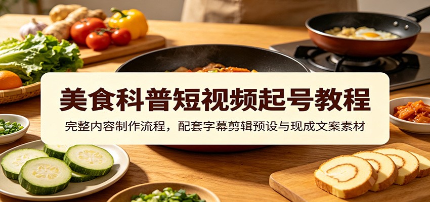 美食科普短视频起号教程:完整内容制作流程,配套字幕剪辑预设与现成文案素材亿创资源网_优质资源分享平台_一站式资源获取亿创资源网 | 优质资源分享平台_一站式资源获取