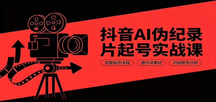 抖音AI伪纪录片起号实战课：完整制作流程，提示词素材，对标账号分析亿创资源网_优质资源分享平台_一站式资源获取亿创资源网 | 优质资源分享平台_一站式资源获取