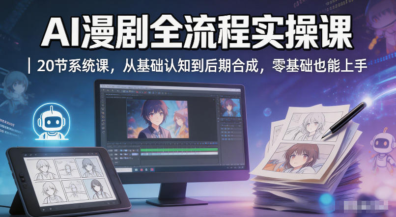 AI漫剧全流程实操课｜20节系统课，从基础认知到后期合成，零基础也能上手亿创资源网_优质资源分享平台_一站式资源获取亿创资源网 | 优质资源分享平台_一站式资源获取