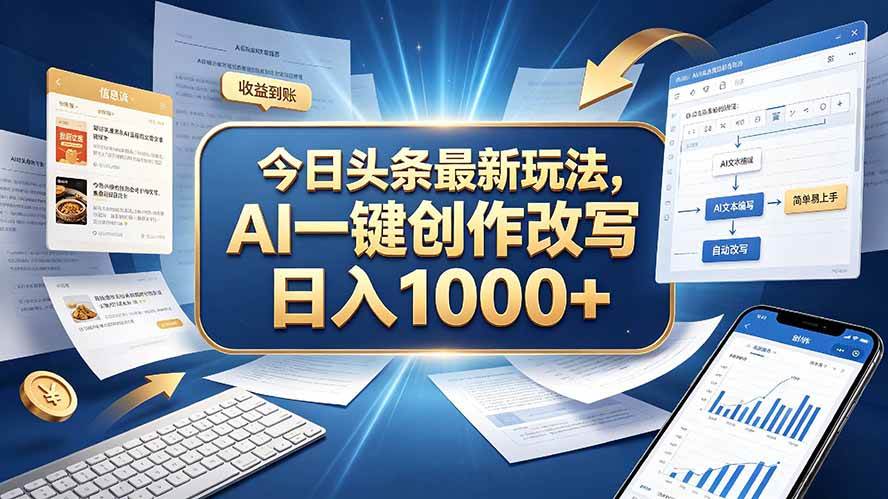 （20566期）今日头条最新玩法，AI 一键创作改写，简单易上手，轻松日入 1000 +亿创资源网_优质资源分享平台_一站式资源获取亿创资源网 | 优质资源分享平台_一站式资源获取