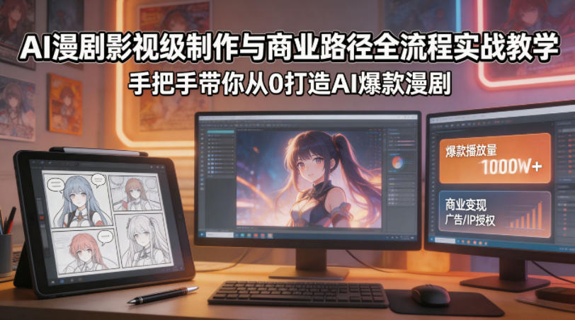 AI漫剧影视级制作与商业路径全流程实战教学，手带你从0打造AI爆款漫剧亿创资源网_优质资源分享平台_一站式资源获取亿创资源网 | 优质资源分享平台_一站式资源获取
