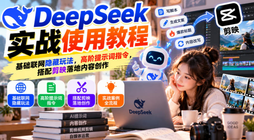 DeepSeek实战使用教程｜基础联网隐藏玩法，高阶提示词指令，搭配剪映落地内容创作亿创资源网_优质资源分享平台_一站式资源获取亿创资源网 | 优质资源分享平台_一站式资源获取
