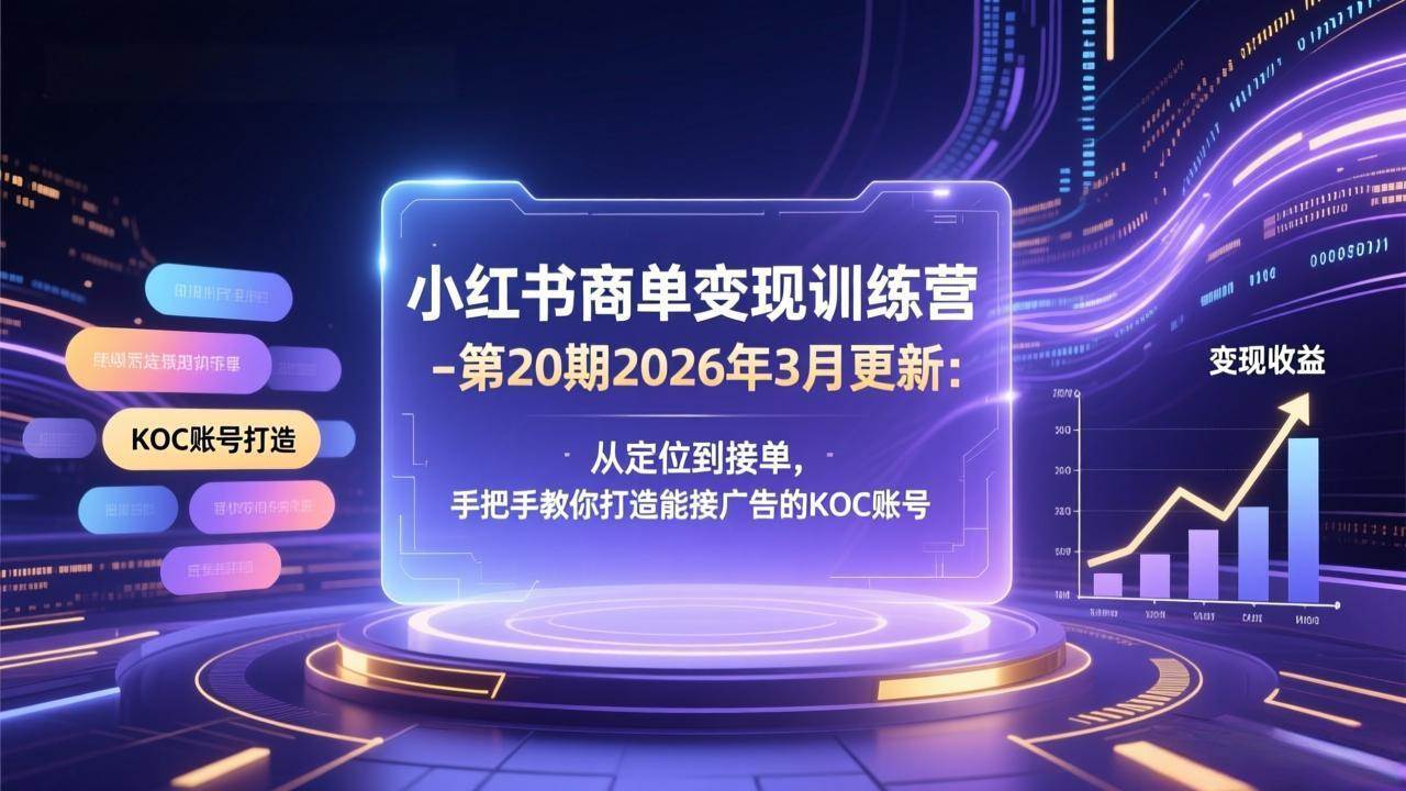 （17590期）小红书商单变现训练营-第20期26年3月更新：从定位到接单，手把手教你打造能接广告的KOC账号亿创资源网_优质资源分享平台_一站式资源获取亿创资源网 | 优质资源分享平台_一站式资源获取
