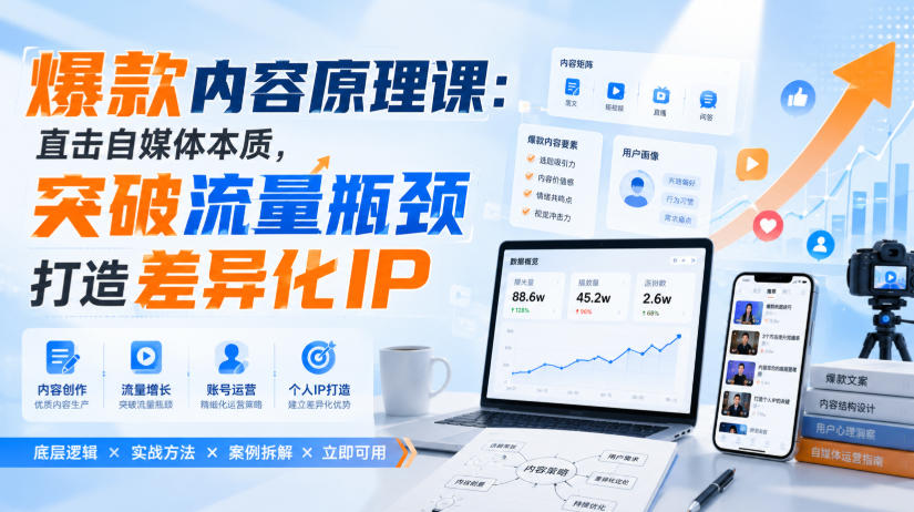 爆款内容原理课:直击自媒体本质,突破流量瓶颈打造差异化IP亿创资源网_优质资源分享平台_一站式资源获取亿创资源网 | 优质资源分享平台_一站式资源获取