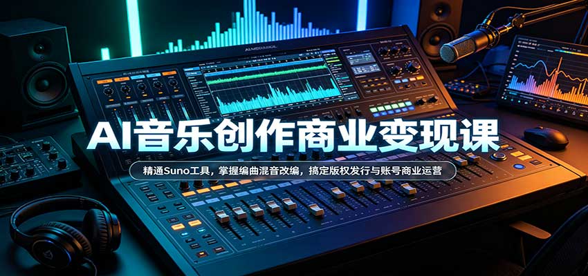AI音乐创作商业变现课：精通Suno工具，掌握编曲混音改编，搞定版权发行与账号商业运营亿创资源网_优质资源分享平台_一站式资源获取亿创资源网 | 优质资源分享平台_一站式资源获取
