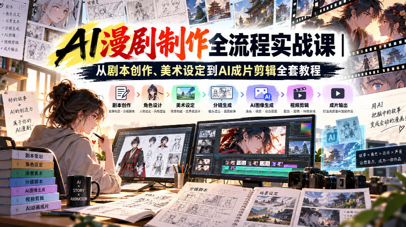 AI漫剧制作全流程实战课|从剧本创作、美术设定到AI成片剪辑全套教程亿创资源网_优质资源分享平台_一站式资源获取亿创资源网 | 优质资源分享平台_一站式资源获取