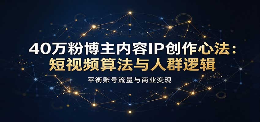 40万粉博主内容IP创作心法：短视频算法与人群逻辑，平衡账号流量与商业变现亿创资源网_优质资源分享平台_一站式资源获取亿创资源网 | 优质资源分享平台_一站式资源获取