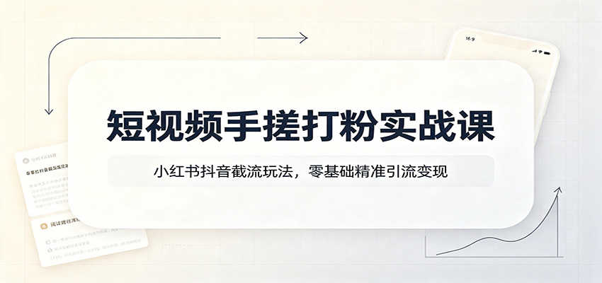 短视频手搓打粉实战课：小红书抖音截流玩法，零基础精准引流变现亿创资源网_优质资源分享平台_一站式资源获取亿创资源网 | 优质资源分享平台_一站式资源获取