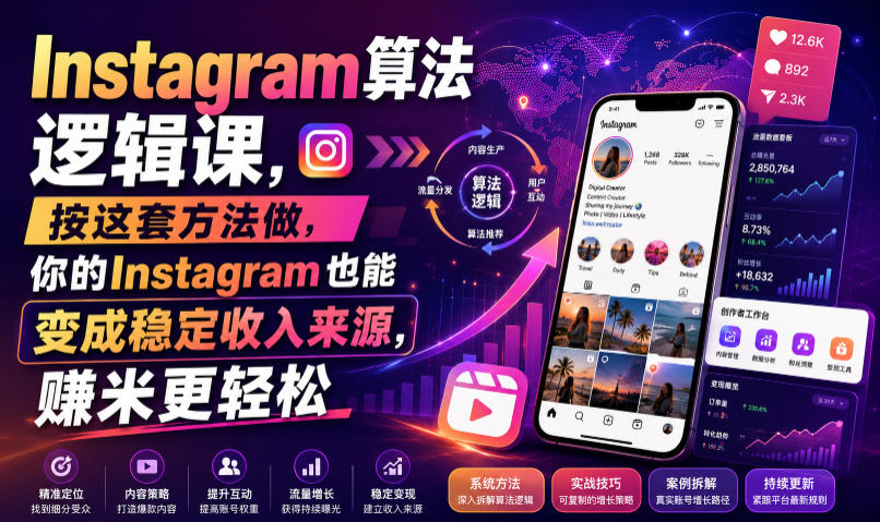 Instagram算法逻辑课，按这套方法做，你的Instagram也能变成稳定收入来源，賺米更轻松【原创双语字幕】亿创资源网_优质资源分享平台_一站式资源获取亿创资源网 | 优质资源分享平台_一站式资源获取