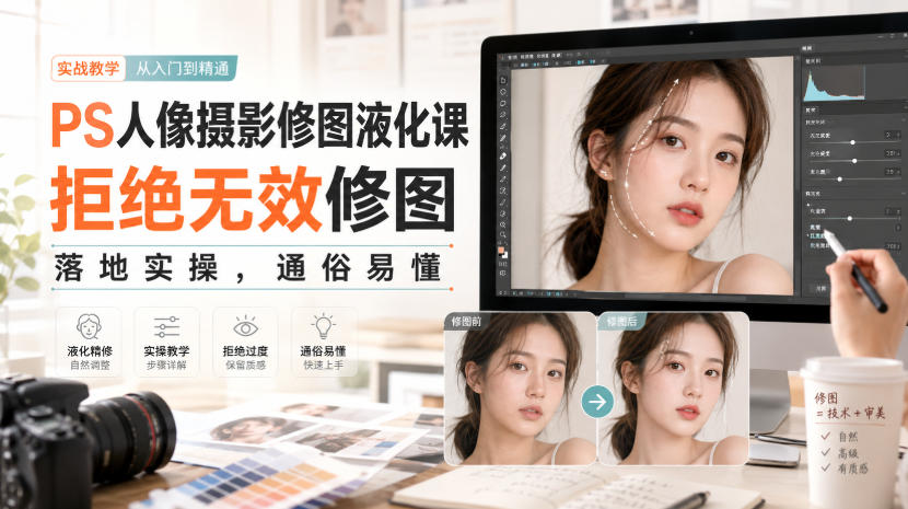 PS人像摄影修图液化课，拒绝无效修图，落地实操，通俗易懂亿创资源网_优质资源分享平台_一站式资源获取亿创资源网 | 优质资源分享平台_一站式资源获取