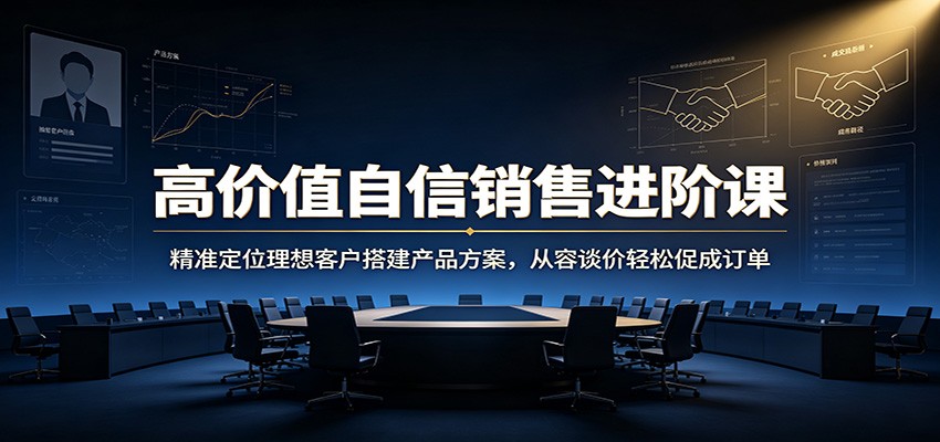 高价值自信销售进阶课：精准定位理想客户搭建产品方案，从容谈价轻松促成订单亿创资源网_优质资源分享平台_一站式资源获取亿创资源网 | 优质资源分享平台_一站式资源获取
