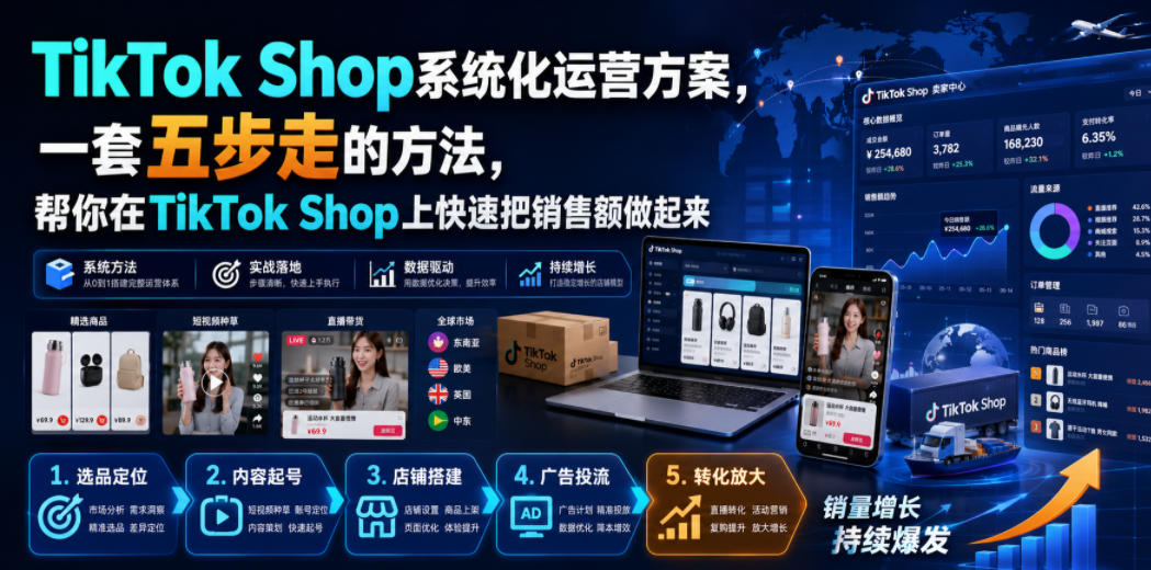 TikTok Shop系统化运营方案，一套五步走的方法，帮你在TikTok Shop上快速把销售额做起来【原创双语字幕】亿创资源网_优质资源分享平台_一站式资源获取亿创资源网 | 优质资源分享平台_一站式资源获取