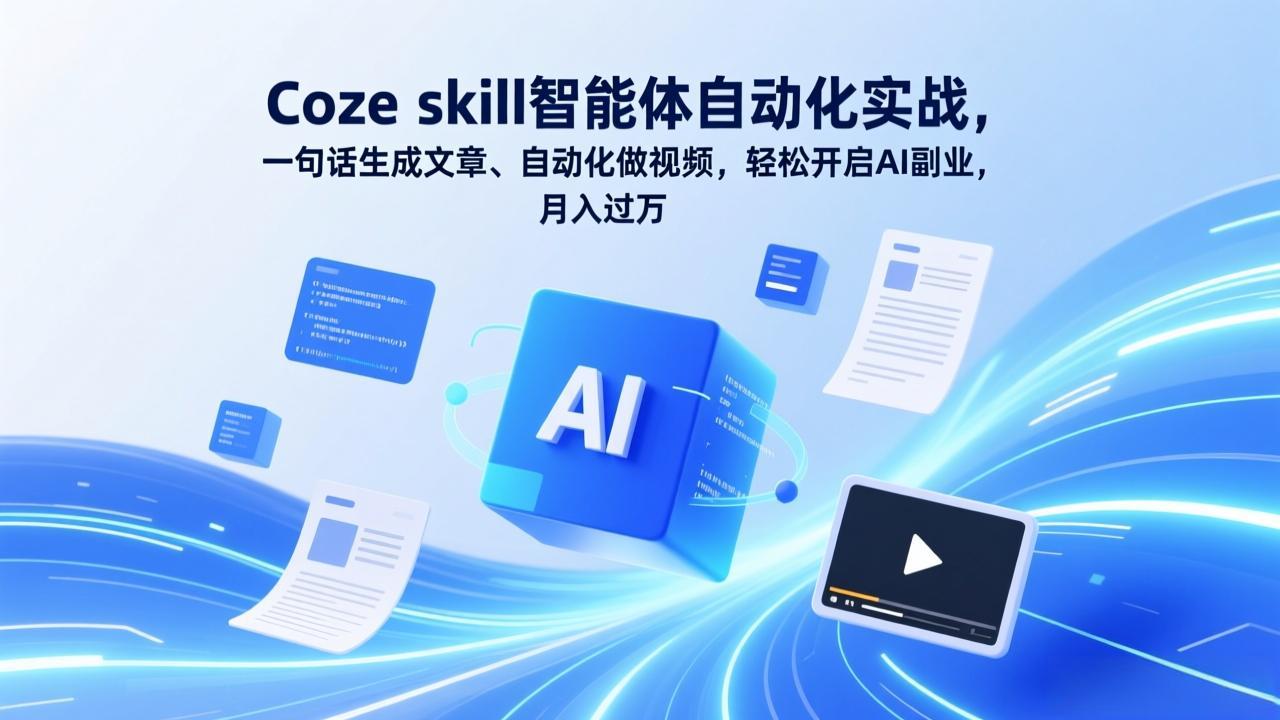 Coze skill智能体自动化实战，一句话生成文章、自动化做视频，轻松开启AI副业，月入过万亿创资源网_优质资源分享平台_一站式资源获取亿创资源网 | 优质资源分享平台_一站式资源获取