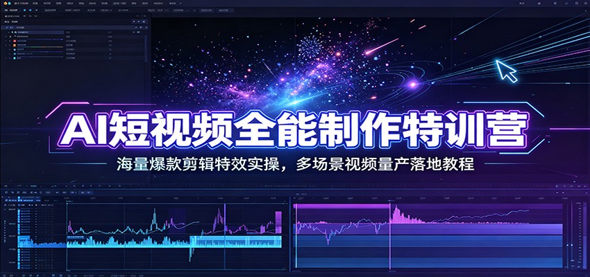 AI短视频全能制作特训营：海量爆款剪辑特效实操，多场景视频量产落地教程亿创资源网_优质资源分享平台_一站式资源获取亿创资源网 | 优质资源分享平台_一站式资源获取