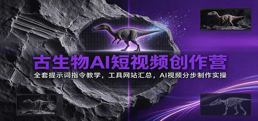 古生物AI短视频创作营：全套提示词指令教学，工具网站汇总，AI视频分步制作实操亿创资源网_优质资源分享平台_一站式资源获取亿创资源网 | 优质资源分享平台_一站式资源获取