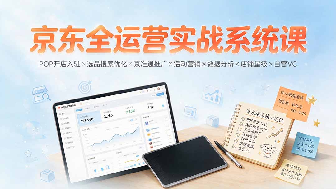 京东全运营实战系统课：POP开店入驻×选品搜索优化×京准通推广×活动营销×数据分析×店铺星级×自营VC亿创资源网_优质资源分享平台_一站式资源获取亿创资源网 | 优质资源分享平台_一站式资源获取