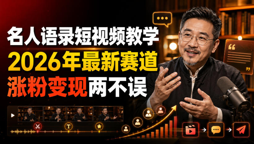 名人语录短视频教学，2026年最新赛道，涨粉变现两不误亿创资源网_优质资源分享平台_一站式资源获取亿创资源网 | 优质资源分享平台_一站式资源获取