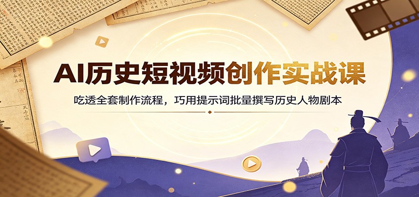 AI历史短视频创作实战课：吃透全套制作流程，巧用提示词批量撰写历史人物剧本亿创资源网_优质资源分享平台_一站式资源获取亿创资源网 | 优质资源分享平台_一站式资源获取