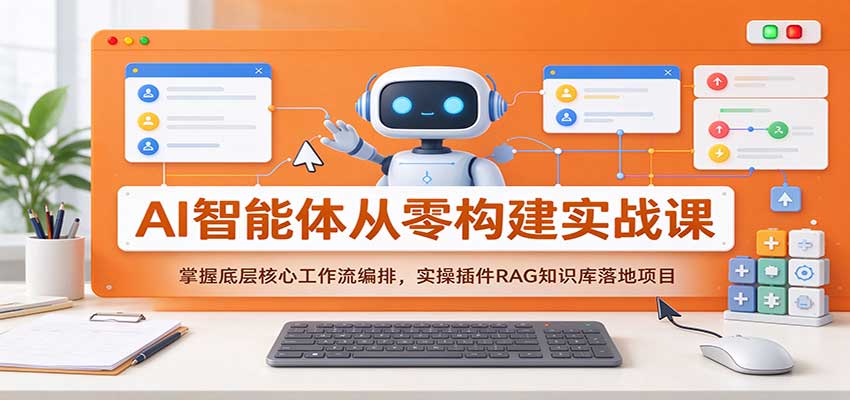 AI智能体从零构建实战课:掌握底层核心工作流编排,实操插件RAG知识库落地项目亿创资源网_优质资源分享平台_一站式资源获取亿创资源网 | 优质资源分享平台_一站式资源获取
