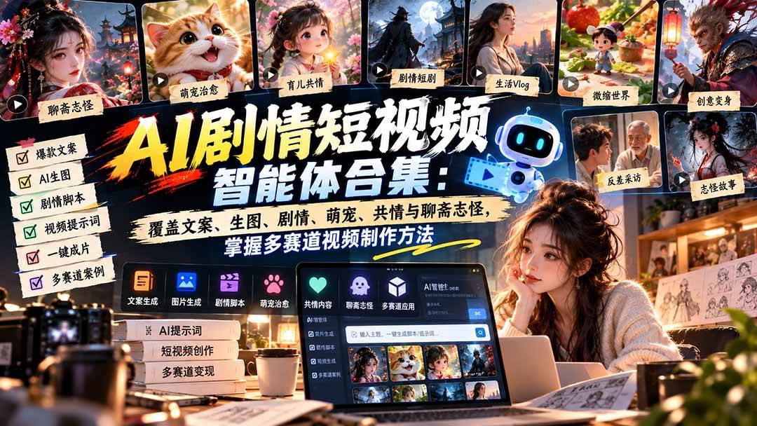 （20644期）【无水印】AI剧情短视频智能体合集：覆盖文案、生图、剧情、萌宠、共情与聊斋志怪，掌握多赛道视频制作方法亿创资源网_优质资源分享平台_一站式资源获取亿创资源网 | 优质资源分享平台_一站式资源获取