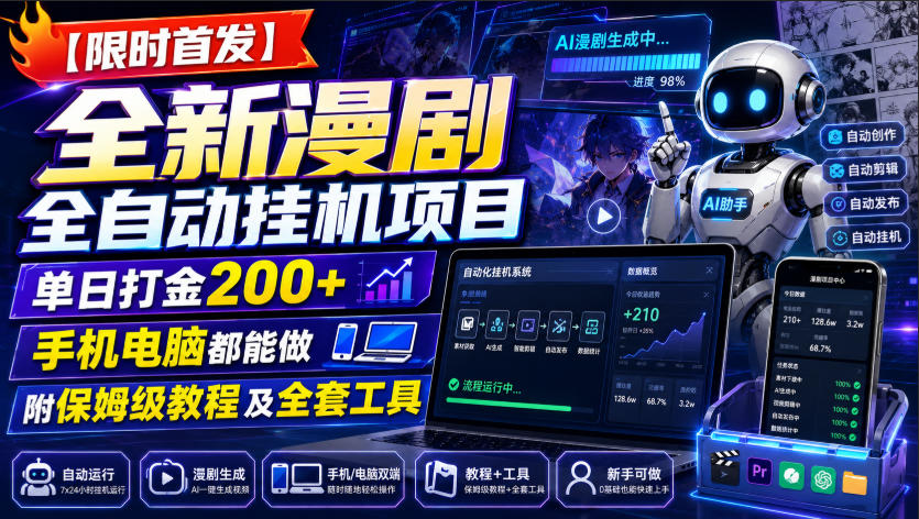 【限时首发】全新漫剧全自动挂G项目，单日打金200+，手机电脑都能做，附保姆级教程及全套工具【揭秘】亿创资源网_优质资源分享平台_一站式资源获取亿创资源网 | 优质资源分享平台_一站式资源获取