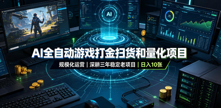 AI全自动游戏打金扫货和量化项目，规模化运营日入10张，深耕三年稳定老项目！【揭秘】亿创资源网_优质资源分享平台_一站式资源获取亿创资源网 | 优质资源分享平台_一站式资源获取