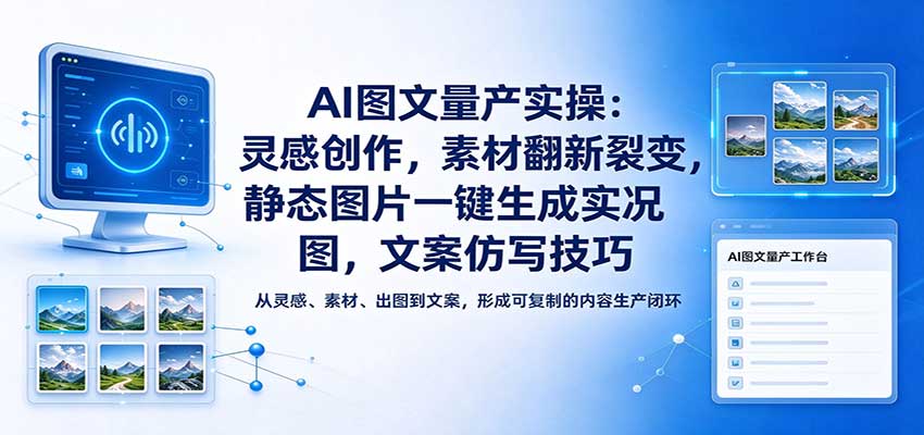 AI图文量产实操：灵感创作，素材翻新裂变，静态图片一键生成实况图，文案仿写技巧亿创资源网_优质资源分享平台_一站式资源获取亿创资源网 | 优质资源分享平台_一站式资源获取