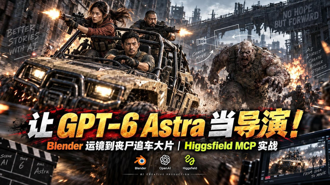 让GPT-6 Astra当导演！Blender运镜到丧尸追车大片｜Higgsfield MCP实战亿创资源网_优质资源分享平台_一站式资源获取亿创资源网 | 优质资源分享平台_一站式资源获取