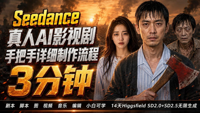 3分钟真人AI影视剧怎么做？SD 2.0手把手完整制作流程｜Higgsfield 14天SD 2.0/2.5无限生成亿创资源网_优质资源分享平台_一站式资源获取亿创资源网 | 优质资源分享平台_一站式资源获取