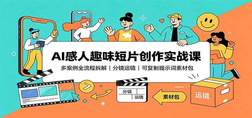 AI感人趣味短片创作实战课：多案例全流程拆解，分镜运镜，可复制提示词素材包亿创资源网_优质资源分享平台_一站式资源获取亿创资源网 | 优质资源分享平台_一站式资源获取