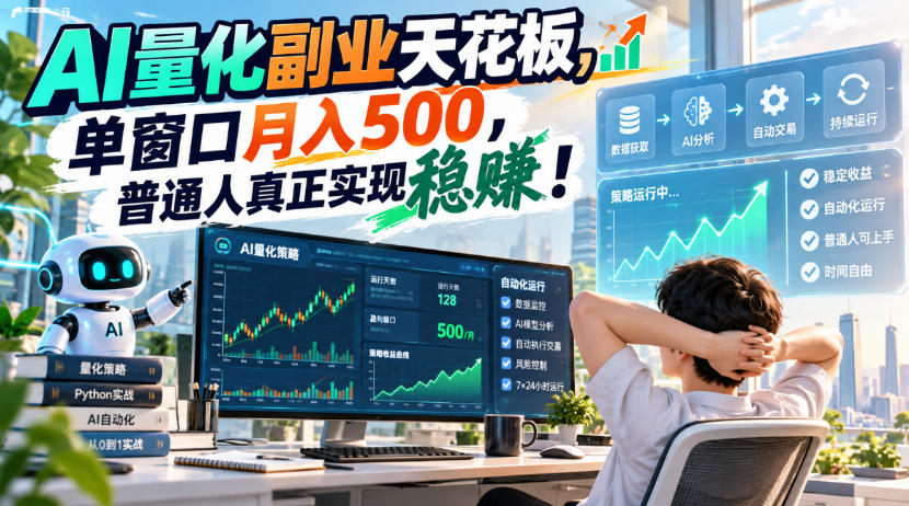 AI量化副业天花板,单窗口月入500,普通人真正实现稳賺!【揭秘】亿创资源网_优质资源分享平台_一站式资源获取亿创资源网 | 优质资源分享平台_一站式资源获取