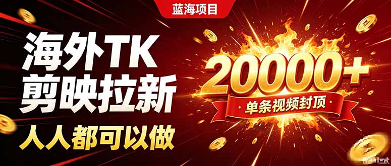 海外TK拉新新玩法,剪映就能做,不用经验不用粉丝,单条视频收益上限20000+亿创资源网_优质资源分享平台_一站式资源获取亿创资源网 | 优质资源分享平台_一站式资源获取