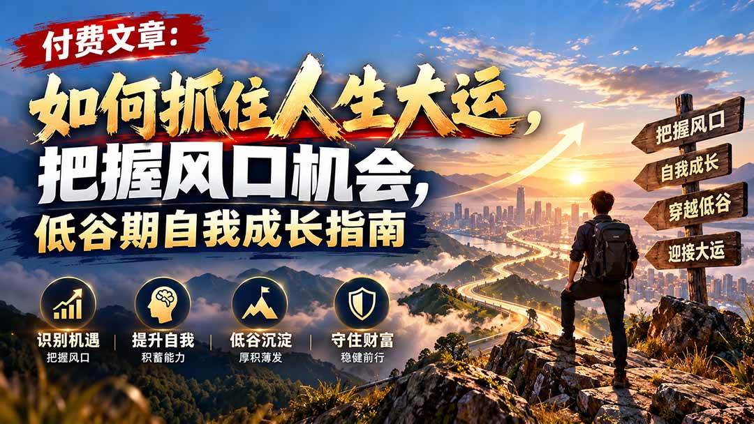 （20942期）付费文章：如何抓住人生大运，把握风口机会，低谷期自我成长指南亿创资源网_优质资源分享平台_一站式资源获取亿创资源网 | 优质资源分享平台_一站式资源获取