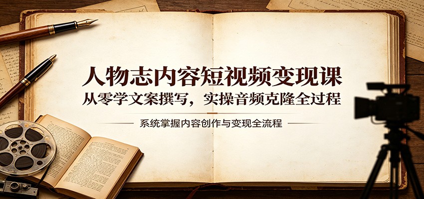 人物志内容短视频变现课：从零学文案撰写，实操音频克隆全过程亿创资源网_优质资源分享平台_一站式资源获取亿创资源网 | 优质资源分享平台_一站式资源获取