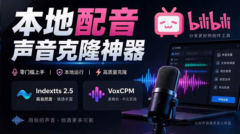 （20727期）GitHub 最新开源宝藏项目！本地配音与声音克隆能力都齐了，支持Indextts 2.5和VoxCPM等模型 yovoice亿创资源网_优质资源分享平台_一站式资源获取亿创资源网 | 优质资源分享平台_一站式资源获取