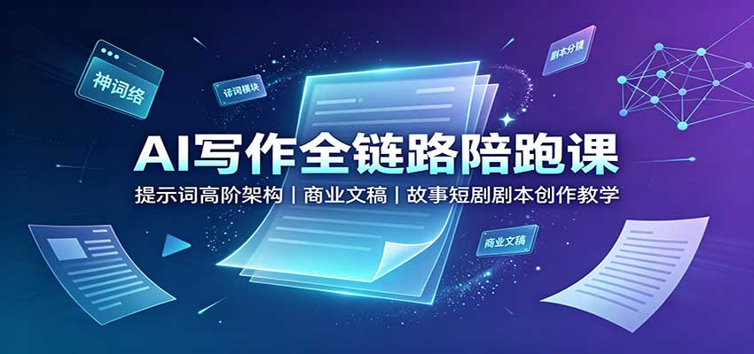 AI写作全链路陪跑课：提示词高阶架构，商业文稿，故事短剧剧本创作教学亿创资源网_优质资源分享平台_一站式资源获取亿创资源网 | 优质资源分享平台_一站式资源获取