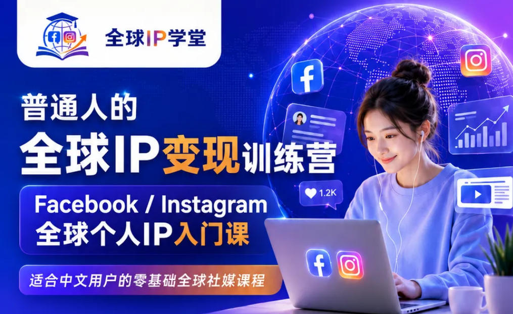 普通人的全球IP变现训练营，Facebook/Instagram全球个人IP入门课，零基础全球社媒课程亿创资源网_优质资源分享平台_一站式资源获取亿创资源网 | 优质资源分享平台_一站式资源获取