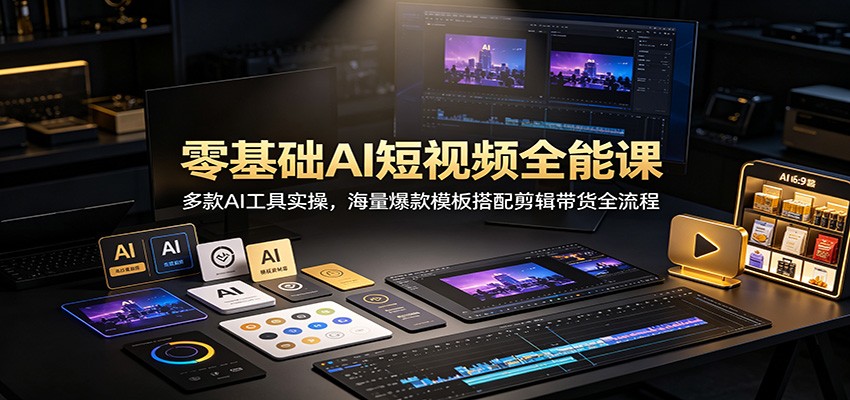 零基础AI短视频全能课：多款AI工具实操，海量爆款模板搭配剪辑带货全流程亿创资源网_优质资源分享平台_一站式资源获取亿创资源网 | 优质资源分享平台_一站式资源获取