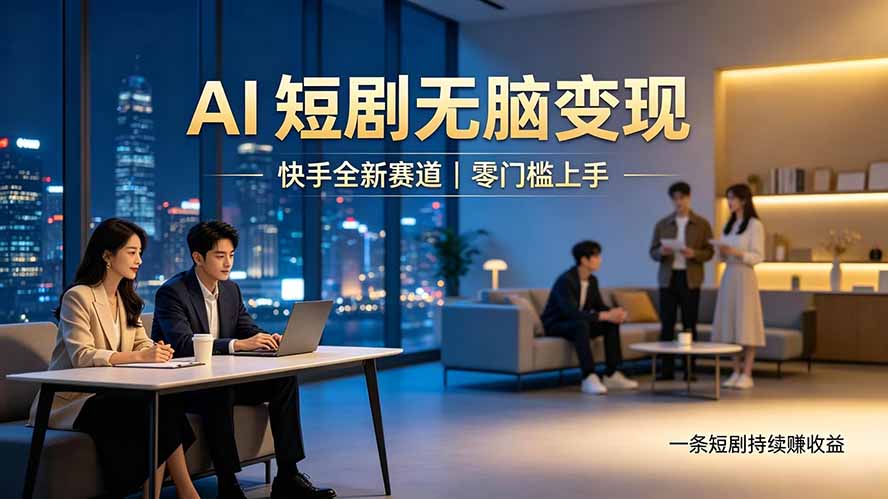 别乱找副业了，快手 AI 短剧零门槛长久被动增收亿创资源网_优质资源分享平台_一站式资源获取亿创资源网 | 优质资源分享平台_一站式资源获取