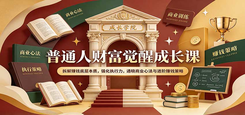 普通人财富觉醒成长课:拆解赚钱底层本质,强化执行力,通晓商业心法与进阶赚钱策略亿创资源网_优质资源分享平台_一站式资源获取亿创资源网 | 优质资源分享平台_一站式资源获取