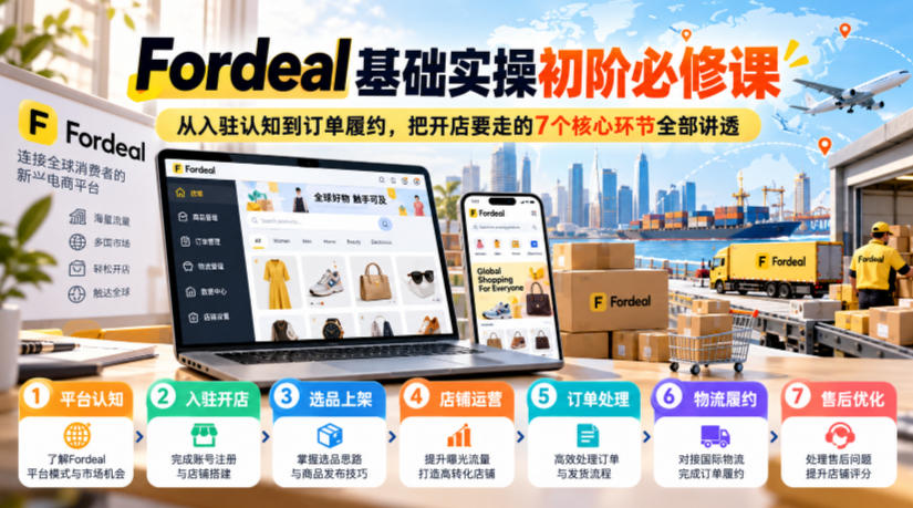 Fordeal基础实操初阶必修课，从入驻认知到订单履约，把开店要走的7个核心环节全部讲透亿创资源网_优质资源分享平台_一站式资源获取亿创资源网 | 优质资源分享平台_一站式资源获取