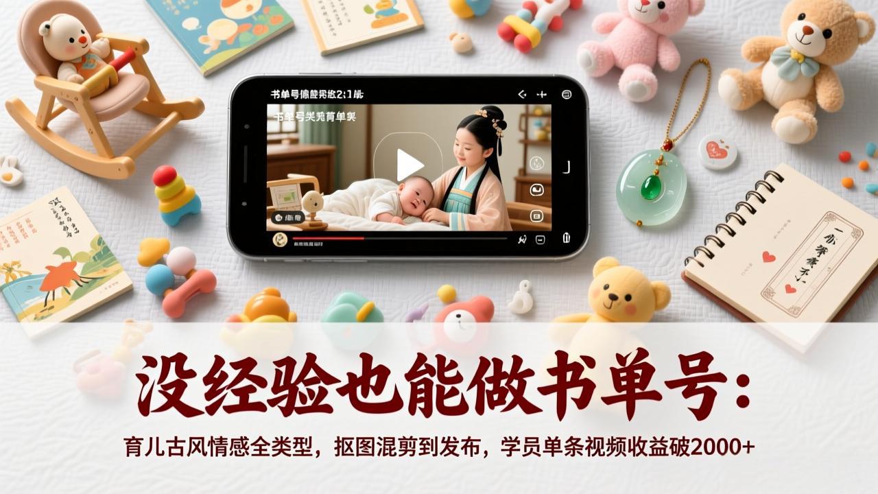 没经验也能做书单号：育儿古风情感全类型，抠图混剪到发布，学员单条视频收益破2000+亿创资源网_优质资源分享平台_一站式资源获取亿创资源网 | 优质资源分享平台_一站式资源获取