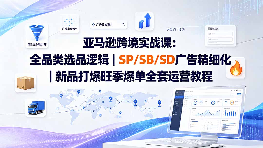 亚马逊跨境实战课-更新：全品类选品逻辑｜SP/SB/SD广告精细化｜新品打爆旺季爆单全套运营教程亿创资源网_优质资源分享平台_一站式资源获取亿创资源网 | 优质资源分享平台_一站式资源获取