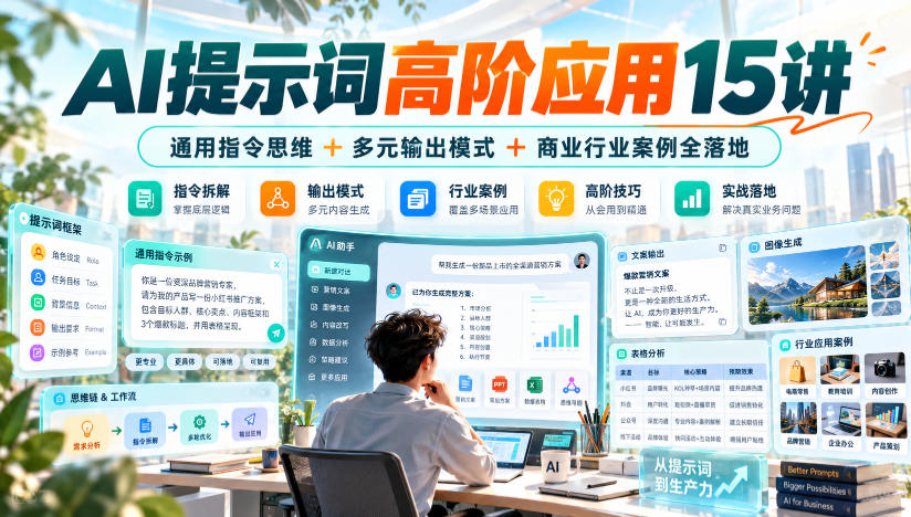 AI提示词高阶应用15讲｜通用指令思维+多元输出模式+商业行业案例全落地亿创资源网_优质资源分享平台_一站式资源获取亿创资源网 | 优质资源分享平台_一站式资源获取
